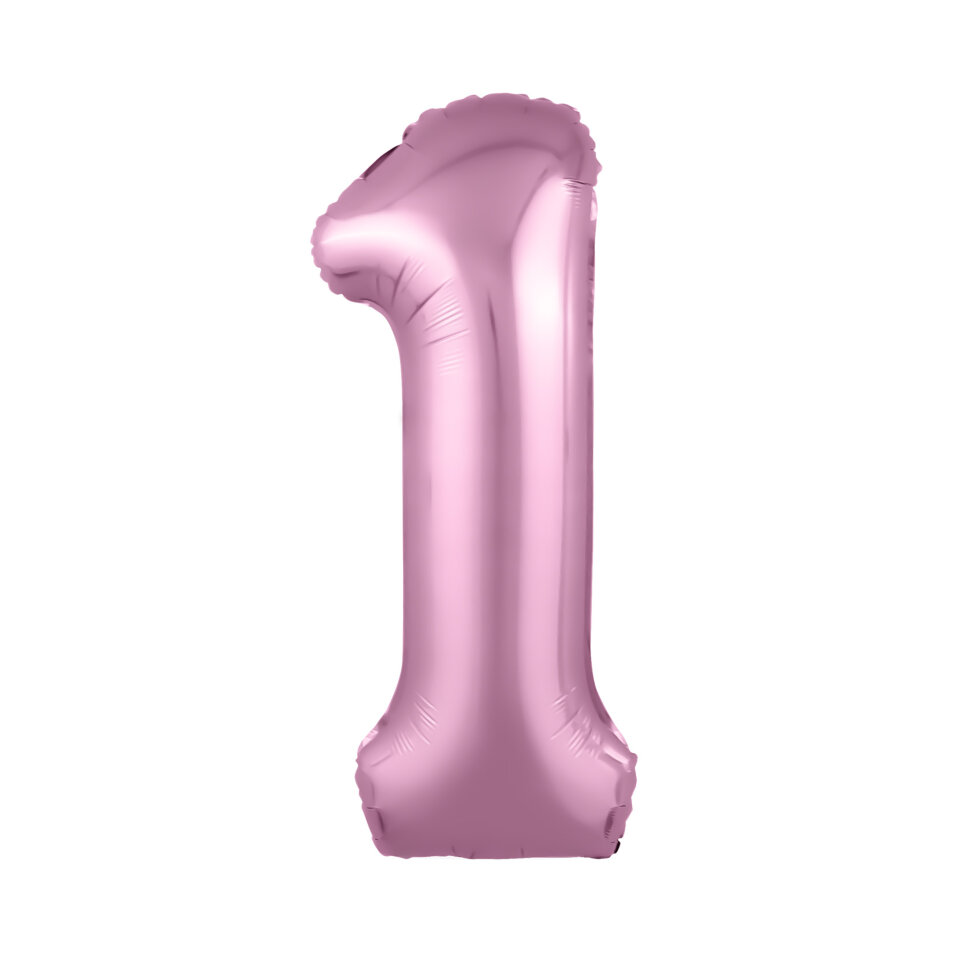 Шар (40''/102 см) Цифра, 1 Slim, Фламинго