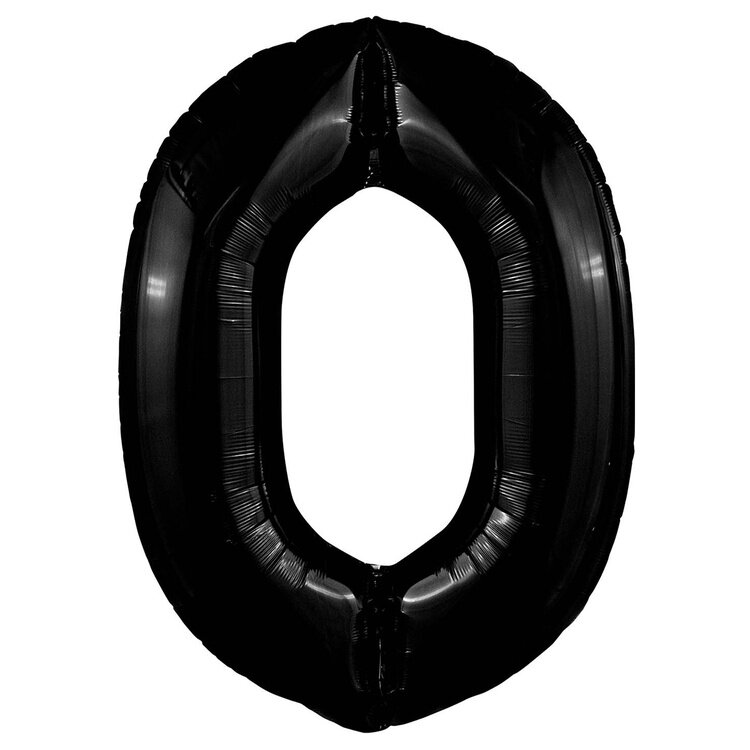 Шар (40''/102 см) Цифра, 0 Slim, Черный блеск