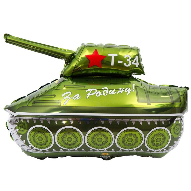 Шар (31''/79 см) Фигура, Танк T-34, Зеленый